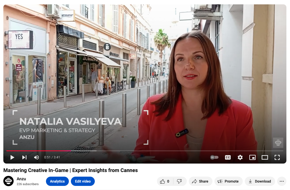 Anzu video: Mastering Creative In-Game, Cannes