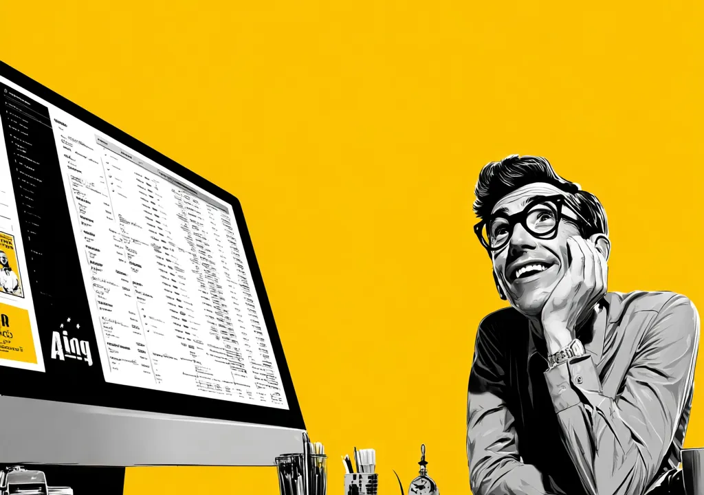 Illustration of Nick at his desk, looking up in thought